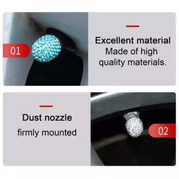 4 шт. блестящие крышки клапанов шин со стразами, простая декоративная установка на транспортное средство, универсальные для грузовиков и мотоциклов разноцветный