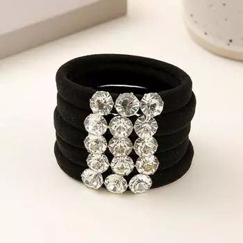 4 шт. блестящие резинки со стразами, резинки для волос, резинки, высокоэластичные и прочные резинки для волос, черные резинки для волос Size fits all