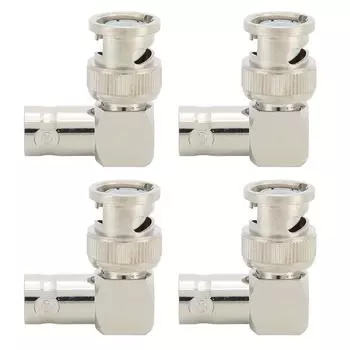 4 шт. BNC Male to BNC Female Прямоугольный угловой адаптер-соединитель 50 Ом Латунный соединитель