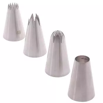 4 шт. большие насадки для глазури кондитерские насадки инструменты для выпечки тортов набор из нержавеющей стали