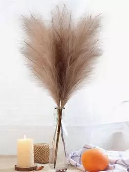 4 шт. большие стебли высотой 110 см, искусственная пампасная трава, искусственные пампасы, цветочные искусственные пампасные травяные ветки, растения для домашней кухни, декор в стиле бохо коричневый