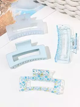 4 шт. Большие заколки-крабы для волос для женщин и девушек, Синие матовые квадратные заколки с сильной фиксацией для густых и тонких волос All yards