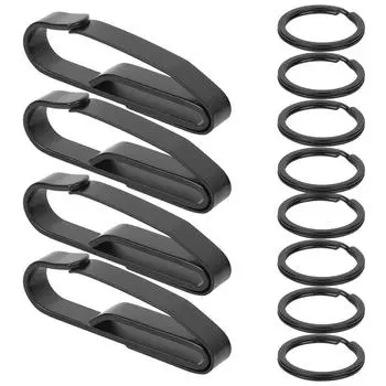 4 шт. Брелок для ключей, держатель для ремня из нержавеющей стали EDC, наружная военная пряжка для брелока, антипотеря, подвесной зажим чёрный