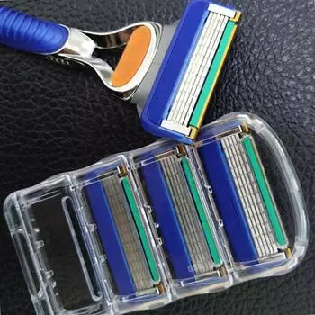 4 шт., бритва, 5-слойное лезвие для мужского ухода за лицом, мужская бритва, стальное лезвие, безопасное и гладкое синий