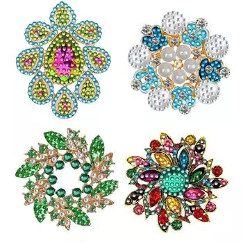 - 4 шт. брошь с алмазной росписью «Роза», булавки с алмазной росписью, стразы, хрустальная булавка LL279