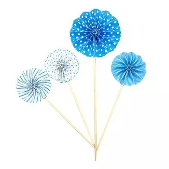 4 шт. бумажные веера украшения для вечеринки по случаю дня рождения золотые украшения для торта набор красочные круглые украшения для торта чёрный