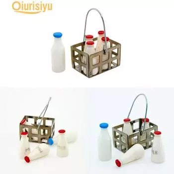 4 шт., бутылки для молока из смолы, модель игрушки, миниатюрные аксессуары для кукольного домика, DIY кукольный домик, миниатюры синий