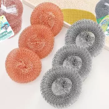 4 шт., бытовой шарик для чистки медной проволоки, артефакт для чистки кухни, мытья посуды и кастрюли, шарик из стальной проволоки для чистки кастрюль из нержавеющей стали 4pcs/pack серебряный