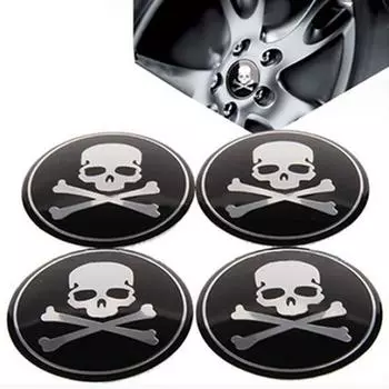 4 шт., центр колеса автомобиля, ступица, череп, шина, эмблема, наклейки, аксессуары One Size