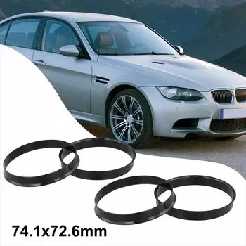 4 шт. центрирующие кольца ступицы 74,1 X 72,6 мм для центральной распорки отверстия колеса BMW, черные автомобильные центрирующие кольца ступицы, распорные кольца ступицы колеса CHINA