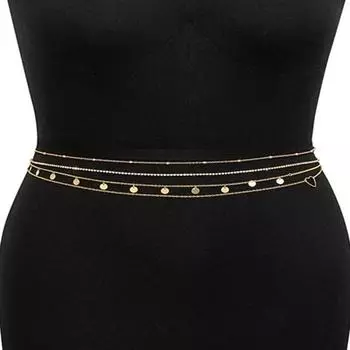 4 шт. цепочки на талию, четыре слоя, круглый кулон, ювелирные изделия, сексуальная тонкая цепочка, цепочка на живот для