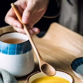 4 шт. чайные кофейные ложки длинная деревянная ложка чайная ложка для размешивания кофе маленькая медовая десертная чайная ложка деревянная посуда