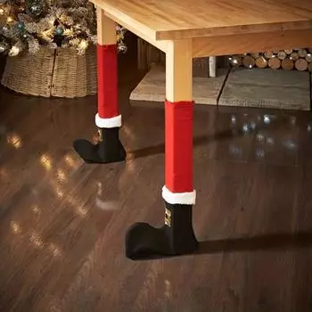 4 шт. чехлы на ножки сидений в форме рождественского чулка, чехлы на ножки стульев, сапоги Санта-Клауса, чехлы на ножки сидений с завязками для домашнего декора, защита стульев 4pcs