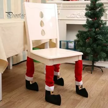 4 шт. чехлы на ножки сидений в форме рождественского чулка, чехлы на ножки стульев, сапоги Санта-Клауса, чехлы на ножки сидений с завязками для домашнего декора, защита стульев 4pcs