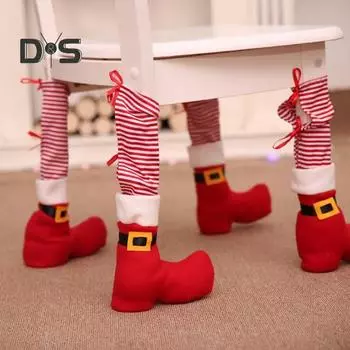 4 шт. чехлы на ножки стульев в форме рождественских носков, чехлы на ножки стульев, рождественские чулки для сидений с ремнями для снижения шума, домашний декор 4pcs