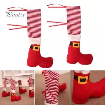 4 шт. чехлы на ножки стульев в форме рождественских носков, чехлы на ножки стульев, рождественские чулки для сидений с ремнями для снижения шума, домашний декор 4pcs