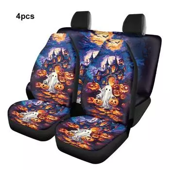 4 шт. чехлы на сиденья автомобиля с изображением черной кошки и тыквы на Хэллоуин, универсальные чехлы на сиденья автомобиля, защитные чехлы на сиденья, комплект прочных чехлов