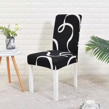 4 шт. чехлы на стулья с цветочным принтом универсальные размеры чехлы на сиденья стульев из спандекса для банкетных стульев в отелях столовых офисных стульев чёрный
