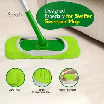 4 шт. Чехол для швабры для маленьких и больших досок с эластичной отделкой для глубокой очистки, многоразовые моющиеся насадки для швабры для Swiffer S зелёный