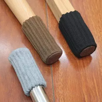 4 шт. чехол для вязания стола и стула, немой круглый фетровый низ, чехол для ног стула, защитный чехол, утолщенный износостойкий двойной противоскользящий чехол 4pcs чёрный