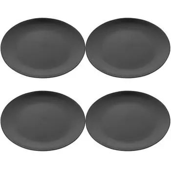 4 шт. черная меламиновая тарелка круглая тарелка для обеда на открытом воздухе с плоским дном столовые приборы набор столовых приборов ужин чёрный