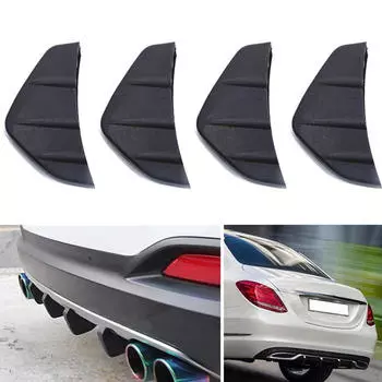 4 шт., черный диффузор заднего бампера, универсальная автомобильная юбка, сплиттер для губ