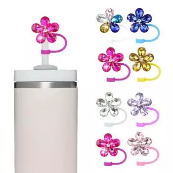 4 шт. Цветочная соломенная крышка для чашки, пылезащитная соломенная насадка со стразами B