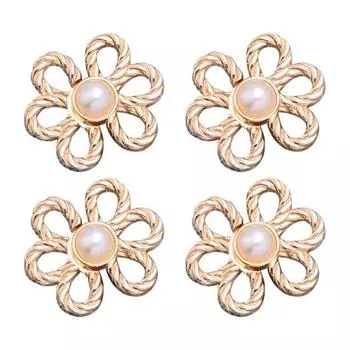 4 шт. Цветочные пуговицы для джинсов, утягивающие талию брюк, съемные декоративные пряжки для талии, регулируемые зажимы для брюк без шитья для свободных джинсов, брюк, юбок 4 Pairs A золотистый