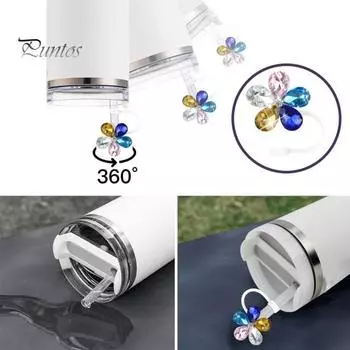 4 шт., цветочные соломенные крышки для чашек, пылезащитные стразы, соломенные насадки для стаканов объемом 30/40 унций, многоразовые защитные насадки для соломинок A