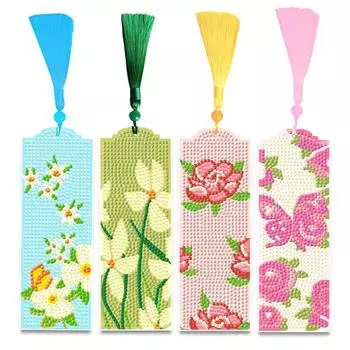 4 шт. Цветок 5D Алмазный Арт Закладка Наборы с кисточкой DIY Алмазный Арт Закладка Наборы Акрил для взрослых DIY Art Craft