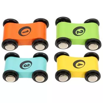 4 шт., деревянная интерактивная настольная игра с откатным автомобилем, гоночные детские игрушки, гоночная трасса для малышей 1-3 лет