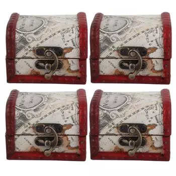 4 шт. деревянная шкатулка для украшений в стиле ретро, трава, дерево, высокая прочность, без запаха, прочный замок безопасности, маленький