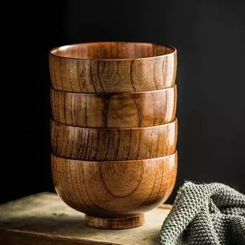4 шт. Деревянные миски, японская миска для рисового супа, миска из натурального дерева, десертная миска для закусок, маленькая кухонная миска для сервировки еды, ресторанная посуда