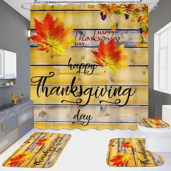 4 шт. Деревянные серии душевых занавесок для ванной комнаты, нескользящие коврики для ванной, крышка для унитаза, коврик для ванной 4Pcs set