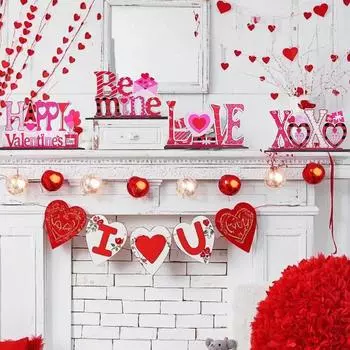 4 шт. Деревянные таблички на стол, подарки на День святого Валентина, украшения, декор на День святого Валентина, центральные знаки на стол, романтические валентинки, декор для домашнего стола 4pcs