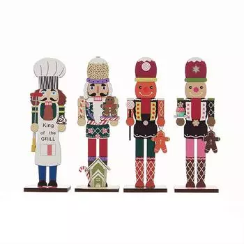 4 шт. Деревянный Щелкунчик-солдат, подвеска на рождественскую елку, украшение на Рождество для дома, подарок на Новый год 4pcs