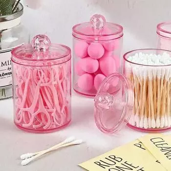 4 шт. держатель-диспенсер для чистящей палочки, круглая накладка, зубная нить, прозрачный пластик, организация в ванной, контейнер для косметики