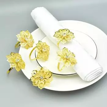 4 шт. держатель для салфеток пряжка сплав кольцо для салфеток цветок дизайн со стразами украшение стола для свадебной вечеринки украшение стола для свадьбы