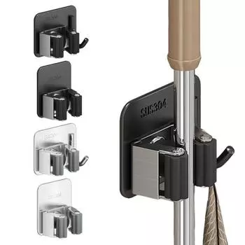4 шт. держатель для швабры из нержавеющей стали, грузоподъемность 10 кг, прочная ручка, простая установка, прочный настенный органайзер для сада чёрный