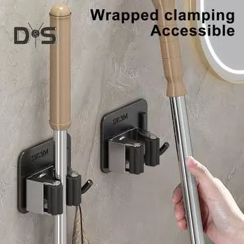 4 шт. держатель для швабры из нержавеющей стали, грузоподъемность 10 кг, прочная ручка, простая установка, прочный настенный органайзер для сада чёрный