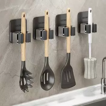 4 шт. держатель для швабры из нержавеющей стали грузоподъемность 10 кг прочный захват легко устанавливается тяжелый чёрный