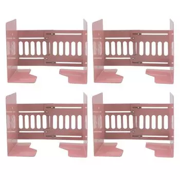 4 шт. держатели для книг, выдвижная конструкция, металлический гибкий регулируемый тонкий дизайн, держатель для книжной полки светло-розовый