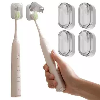 4 шт. держатели для зубных щеток с пылезащитным колпачком, автоматически закрывающаяся конструкция, простая установка, универсальная совместимость, подставки для хранения чехлов для зубных щеток серый