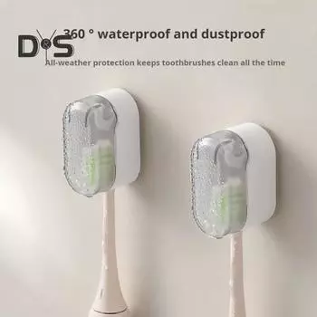 4 шт. держатели для зубных щеток с пылезащитным колпачком, автоматически закрывающаяся конструкция, простая установка, универсальная совместимость, подставки для хранения чехлов для зубных щеток серый