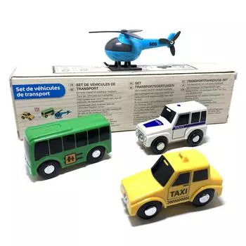 4 шт. Детская игрушечная машинка с магнитным креплением, которую можно соединить с деревянным набором поездов, детская головоломка, игрушечная машинка, которую можно толкать вручную