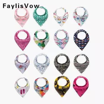 4 шт. детские хлопковые нагрудники с принтом, шейный платок для младенцев, бандана, ткань для отрыжки новорожденных, полотенце для кормления слюной