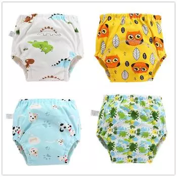 4 шт. детские хлопковые штаны для приучения к горшку, детские подгузники, милое пеленальное белье, тканевые подгузники, подгузники M