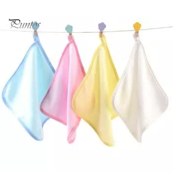 4 шт. Детский платок с тесьмой, высокоабсорбирующие, быстросохнущие, квадратные полотенца, пригодные для машинной стирки, полотенце для лица и тела, детский нагрудник, мочалка разноцветный