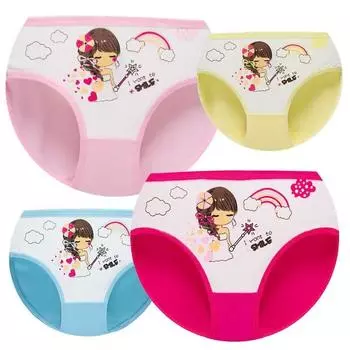 4 шт. детское нижнее белье, хлопковые шорты для девочек, трусики с героями мультфильмов, трусы для детей 2–10 лет L разноцветный