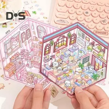 4 шт. DIY 3D миниатюрные наклейки с пинцетом многоразовые бумажные виниловые наклейки для снятия стресса наклейки для ноутбуков A